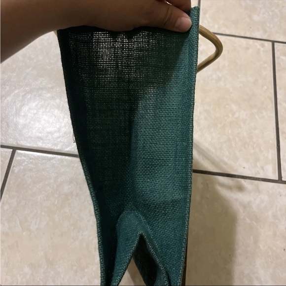 Jute Burlap Painted Wooden Handles Tote Bag Christmas Snowman Signed - Picture 11 of 14